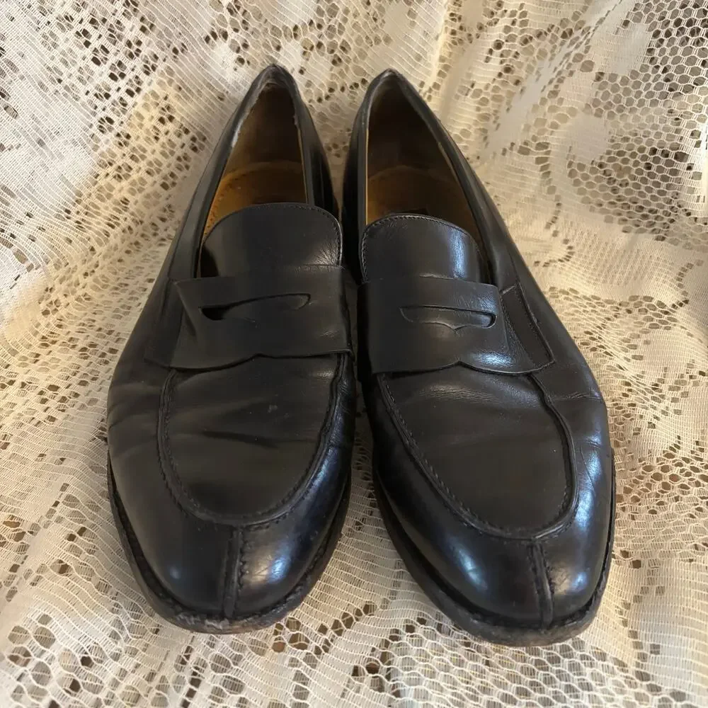 Johnston & Murphy Men's US 11.5 Black Leather Penny Loafers Shoes